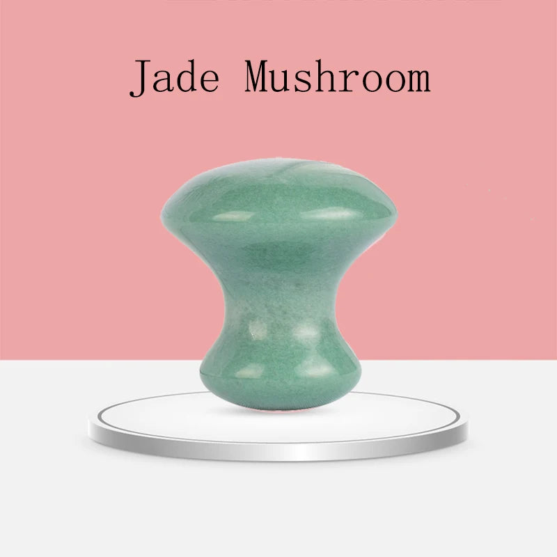 Natural Rose Quartz Stone Jade Mushroom Gouache Scraper Facial Massage Stone Face Massager Gua Sha Board Face Lifting Tools