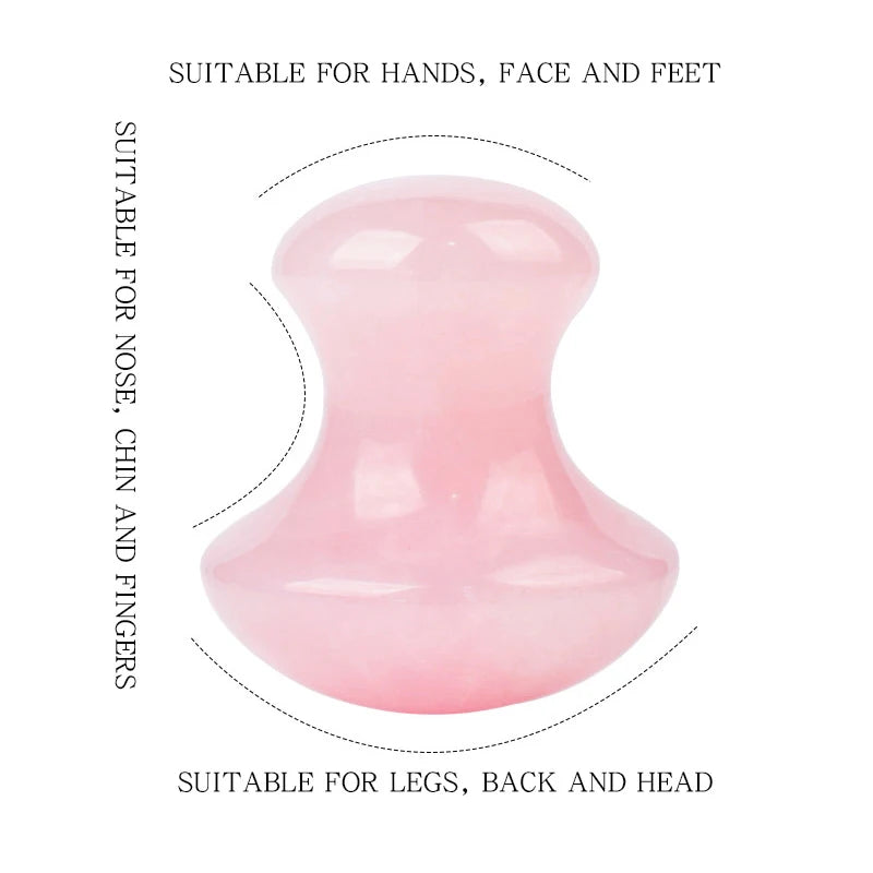 Natural Rose Quartz Stone Jade Mushroom Gouache Scraper Facial Massage Stone Face Massager Gua Sha Board Face Lifting Tools