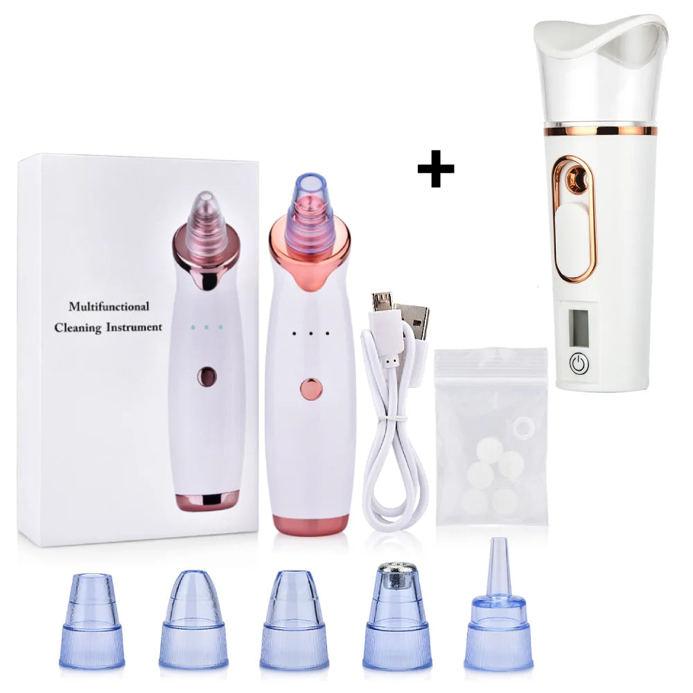 Blackhead Remover Vacuum Pore Cleaner Face Cleaning Brush Ance Pimple Black Dots Spot Extractor Nano Facial Sprayer Steamer