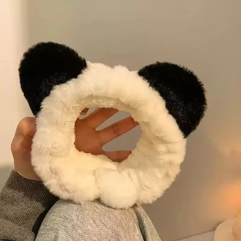 Cartoon Giraffe Cute Plush Bath Headband Wash Face Hair Hoop Hairbands Wristband for Bathroom Soft Remover Skin Care for Women