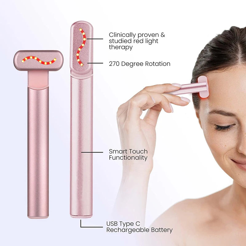 EMS Microcurrent Face Lifting Device Red Light Facial Wand Eye Neck Massager Skin Tightening Anti Wrinkle Skin Care Beauty Tool