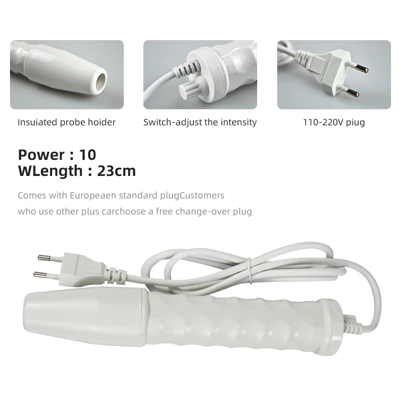Portable High Frequency Facial Machine Mushroom Tongue Bend Comb Tube Electrotherapy Physiotherapy Anti-inflammatory Device