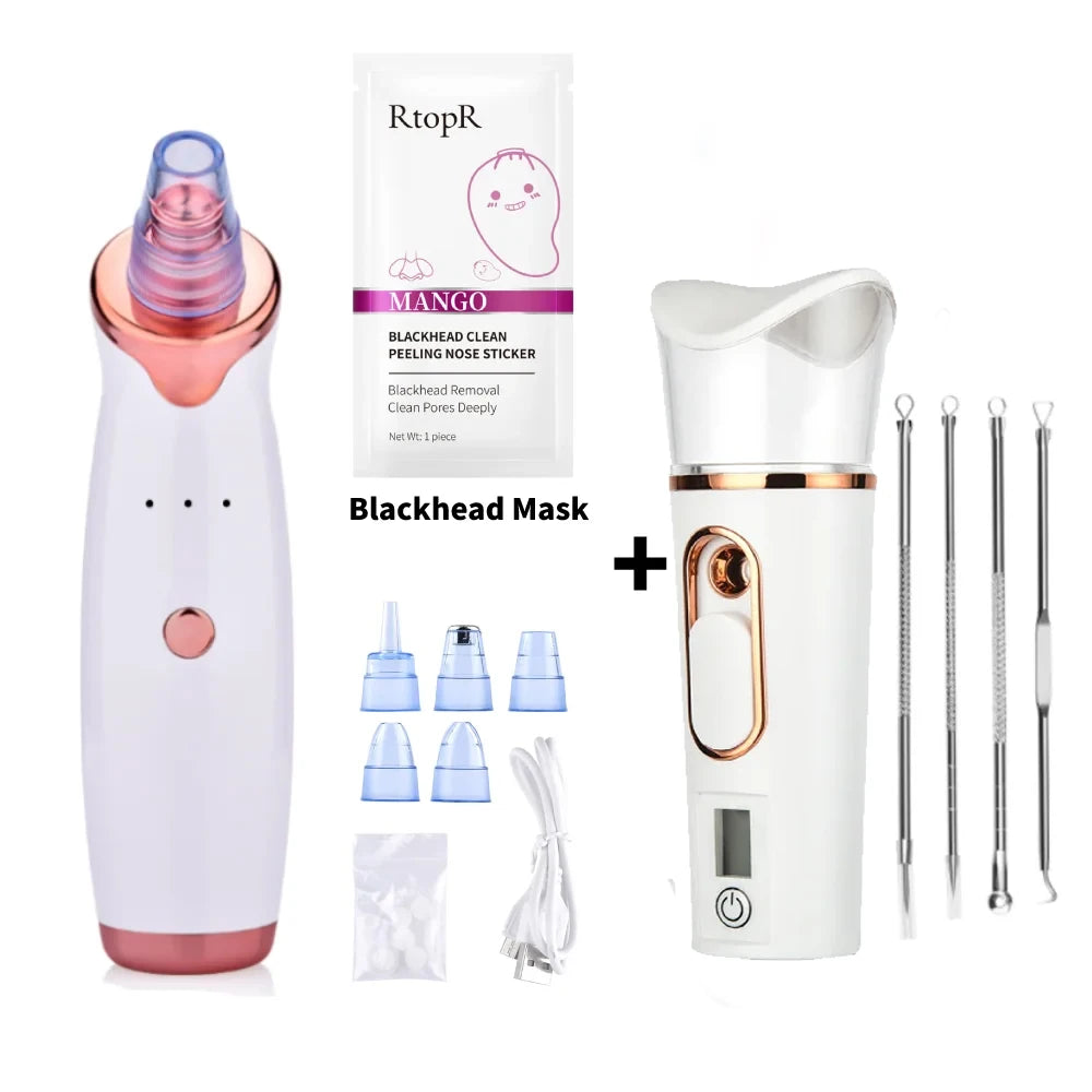 Blackhead Remover Vacuum Pore Cleaner Face Cleaning Brush Ance Pimple Black Dots Spot Extractor Nano Facial Sprayer Steamer