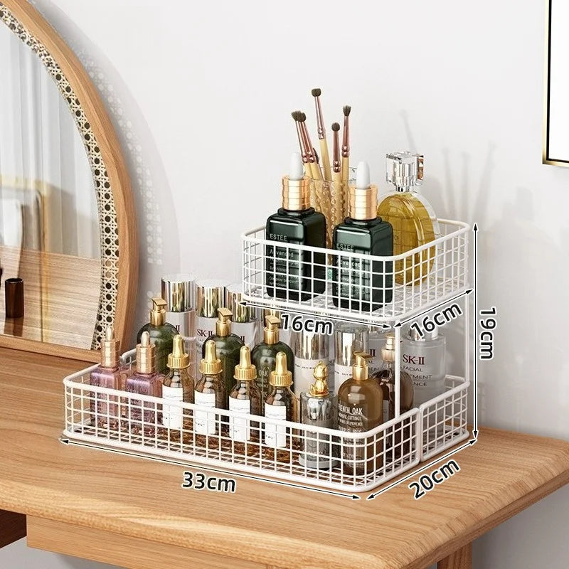 1pc Lightweight Varnished Metal Makeup Storage Rack - No - Installation, Ideal for Vanity Countertop, for Lipstick & Skincare