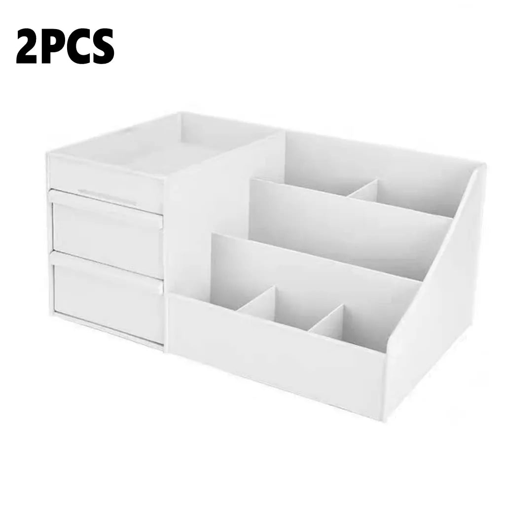 White New Drawer Makeup Storage Box Dormitory Finishing Plastic Shelf Cosmetics Skin Care Dressing Table Desktop