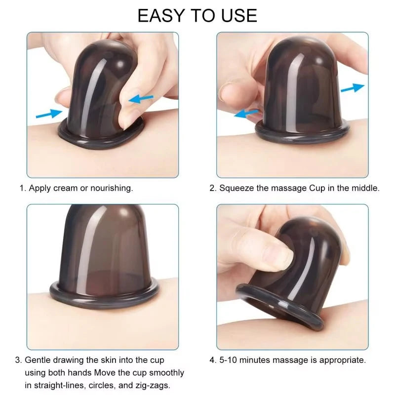 Silicone Vacuum Cupping Massage Jars Anti Cellulite Massage Facial Suction Cups Face Neck Lift Skin Scraping Guasha Anti Wrinkle