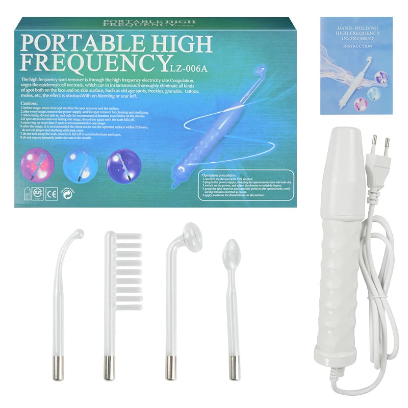 Portable  High Frequency Facial Machine Mushroom Tongue Bend Comb Tube Electrotherapy Physiotherapy Anti-inflammatory Device
