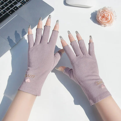 1 Pair UV Protective Gloves Sun Protection Half Finger Gloves Thin Gloves Non-slip Gloves Gel Fingerless Manicure Gloves