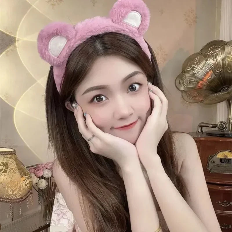Cute cartoon frog headband women wash face hair accessories autumn and winter plush children daily need gift headband