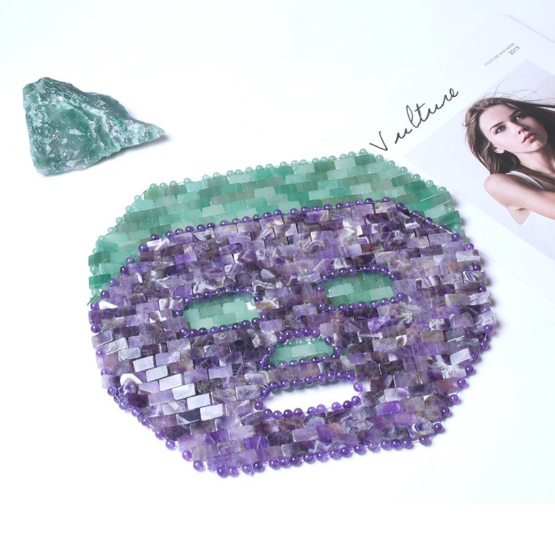 1Pcs 265*200 mm Cool Compress Natural Rose Quartz Jade Full Face Mask Massager Stone Sleep Mask Face Massager