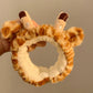 Cartoon Giraffe Cute Plush Bath Headband Wash Face Hair Hoop Hairbands Wristband for Bathroom Soft Remover Skin Care for Women