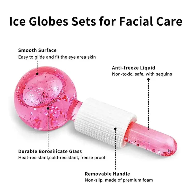 Hot Selling Skin Ice Globes Rose Gold Cooling Facial Ice Globes Beauty Roller Stainless Steel Magic Metal Cold Therapy Hand Held