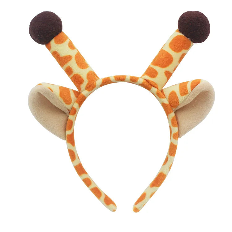 Cartoon Giraffe Cute Plush Bath Headband Wash Face Hair Hoop Hairbands Wristband for Bathroom Soft Remover Skin Care for Women