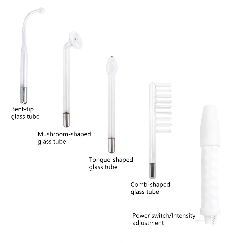 Portable  High Frequency Facial Machine Mushroom Tongue Bend Comb Tube Electrotherapy Physiotherapy Anti-inflammatory Device