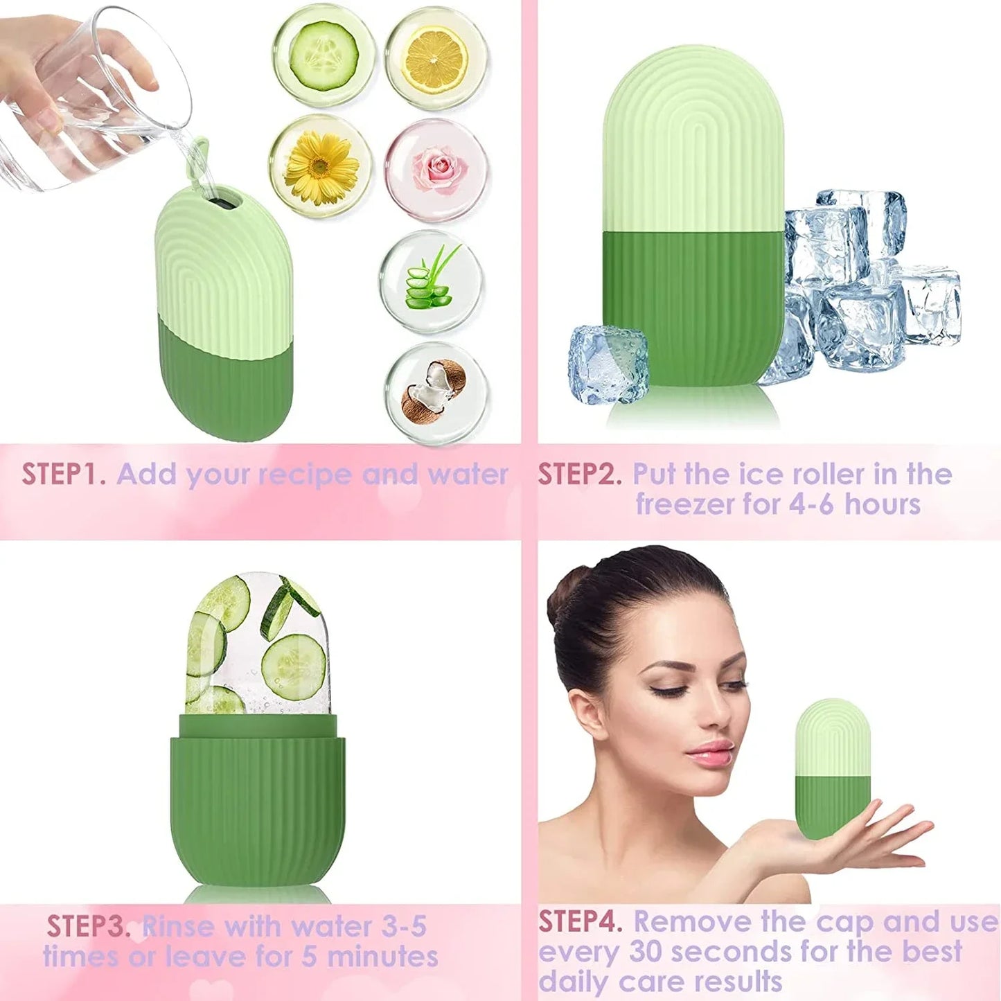 Ice Cube Face Roller, Eyes and Neck, Brighten Skin & Enhance Your Natural Glow, Reusable Facial Treatment, Ice Cube Roller