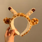 Cartoon Giraffe Cute Plush Bath Headband Wash Face Hair Hoop Hairbands Wristband for Bathroom Soft Remover Skin Care for Women
