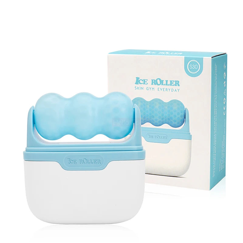 Double head ice roller for relieving puffiness on face, eyes, cold therapy for migraine face, massage roller for skin care