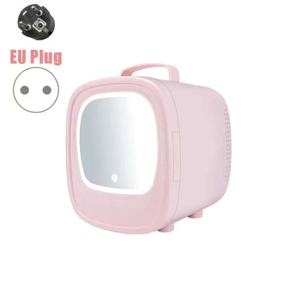 6L Mini Car Refrigerator Mirror Surface Fridge Car Home Dual-use Beauty Refrigerator Facial Mask Cosmetics Cooler With LED Light
