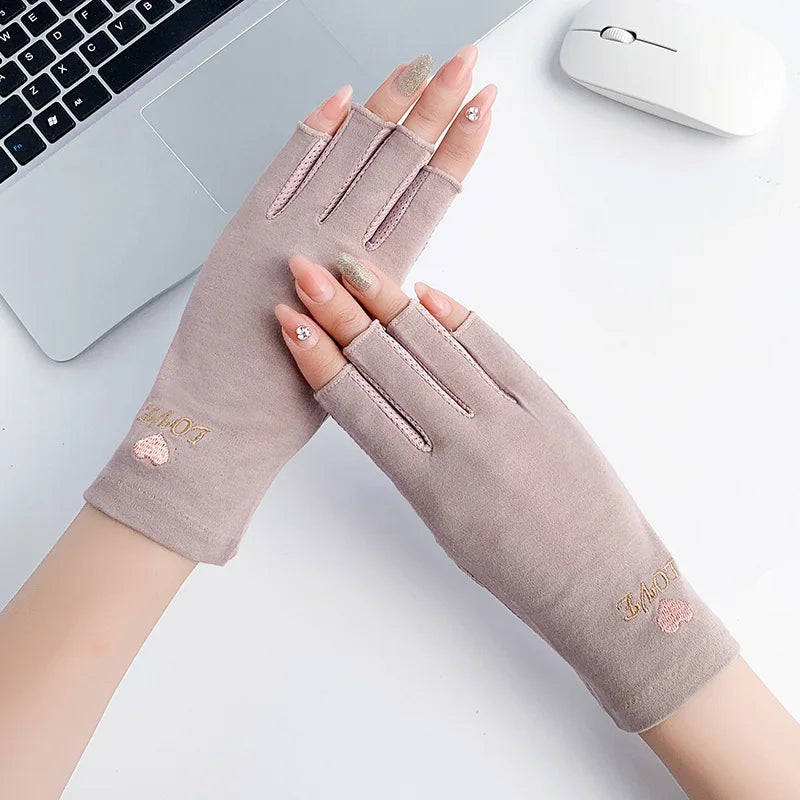 1 Pair UV Protective Gloves Sun Protection Half Finger Gloves Thin Gloves Non-slip Gloves Gel Fingerless Manicure Gloves