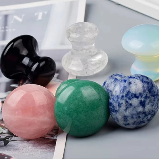Natural Rose Quartz Stone Jade Mushroom Gouache Scraper Facial Massage Stone Face Massager Gua Sha Board Face Lifting Tools