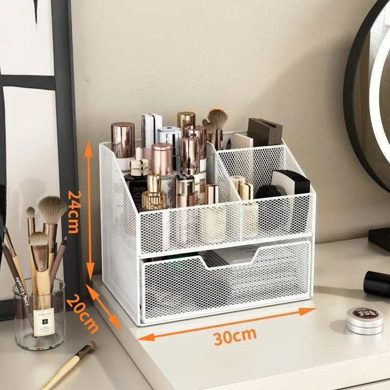 1pc Lightweight Varnished Metal Makeup Storage Rack - No - Installation, Ideal for Vanity Countertop, for Lipstick & Skincare