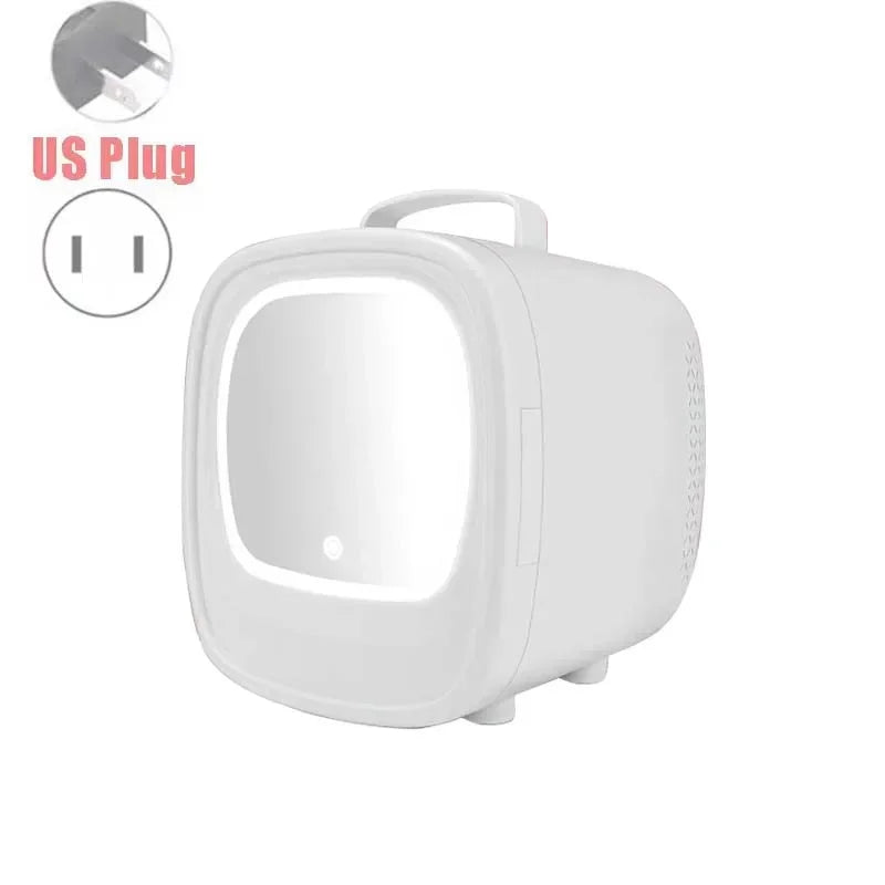 6L Mini Car Refrigerator Mirror Surface Fridge Car Home Dual-use Beauty Refrigerator Facial Mask Cosmetics Cooler With LED Light