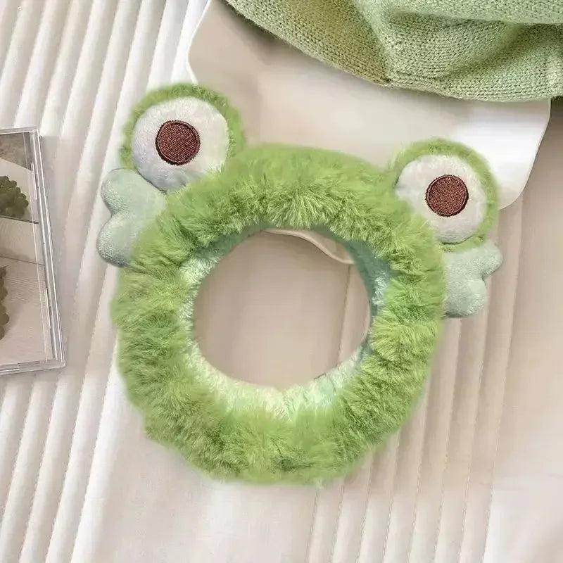 Cute cartoon frog headband women wash face hair accessories autumn and winter plush children daily need gift headband