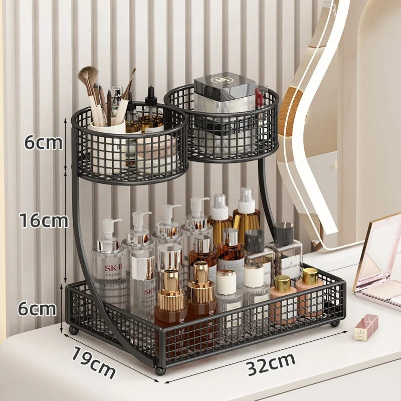 1pc Lightweight Varnished Metal Makeup Storage Rack - No - Installation, Ideal for Vanity Countertop, for Lipstick & Skincare