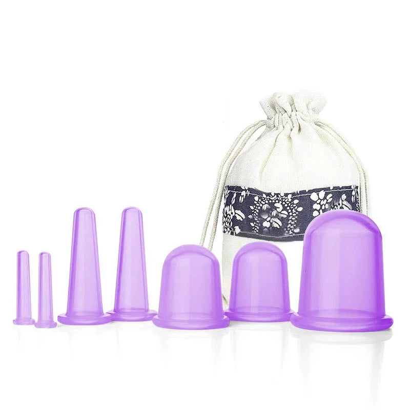 Silicone Vacuum Cupping Massage Jars Anti Cellulite Massage Facial Suction Cups Face Neck Lift Skin Scraping Guasha Anti Wrinkle