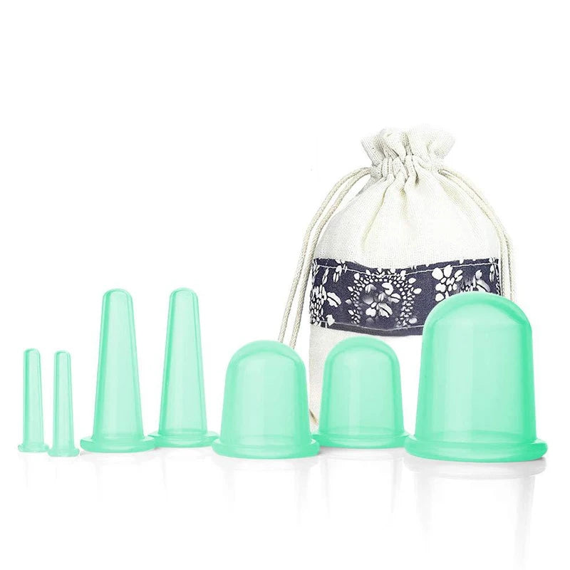 Silicone Vacuum Cupping Massage Jars Anti Cellulite Massage Facial Suction Cups Face Neck Lift Skin Scraping Guasha Anti Wrinkle