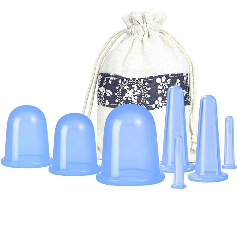 Silicone Vacuum Cupping Massage Jars Anti Cellulite Massage Facial Suction Cups Face Neck Lift Skin Scraping Guasha Anti Wrinkle