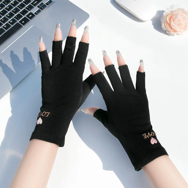 1 Pair UV Protective Gloves Sun Protection Half Finger Gloves Thin Gloves Non-slip Gloves Gel Fingerless Manicure Gloves