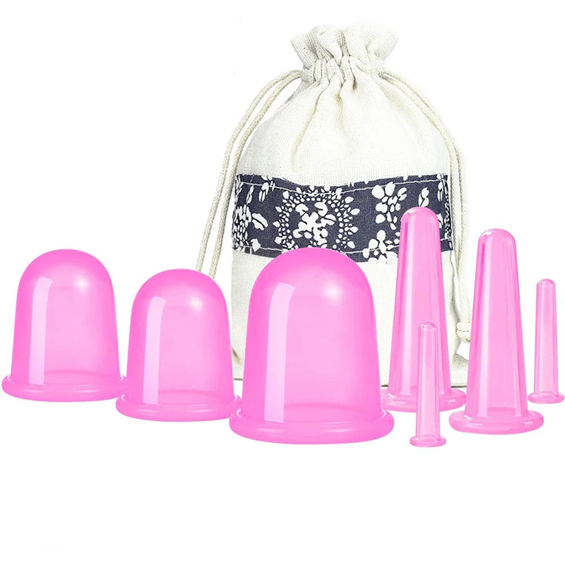 Silicone Vacuum Cupping Massage Jars Anti Cellulite Massage Facial Suction Cups Face Neck Lift Skin Scraping Guasha Anti Wrinkle