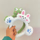 Cute cartoon frog headband women wash face hair accessories autumn and winter plush children daily need gift headband