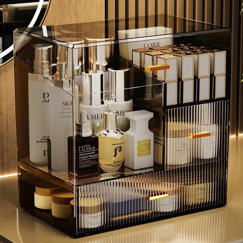 32x32x20cm Acrylic Luxury Cosmetics Storage Box Desktop Large Capacity Skin Care Lipstick Jewelry Dustproof Organizer Rack