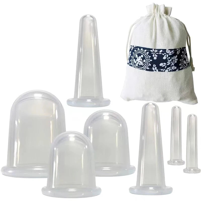 Silicone Vacuum Cupping Massage Jars Anti Cellulite Massage Facial Suction Cups Face Neck Lift Skin Scraping Guasha Anti Wrinkle