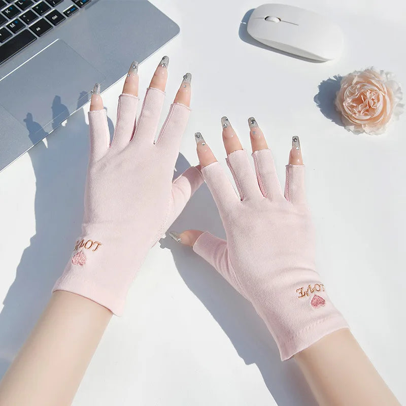 1 Pair UV Protective Gloves Sun Protection Half Finger Gloves Thin Gloves Non-slip Gloves Gel Fingerless Manicure Gloves