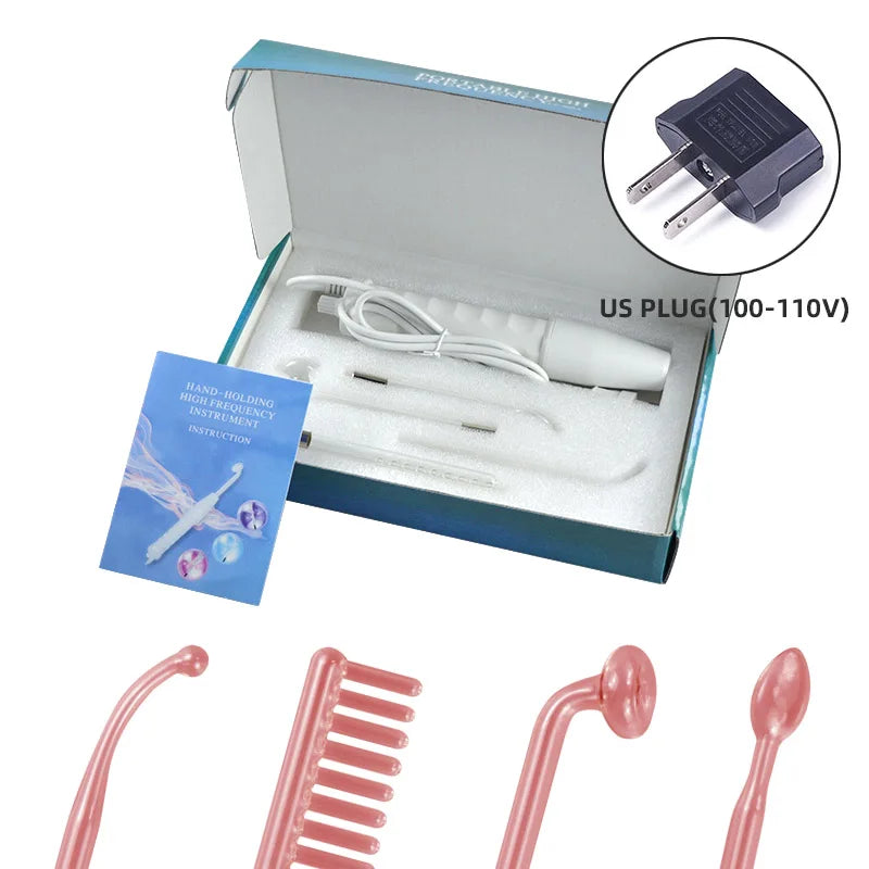 Portable  High Frequency Facial Machine Mushroom Tongue Bend Comb Tube Electrotherapy Physiotherapy Anti-inflammatory Device