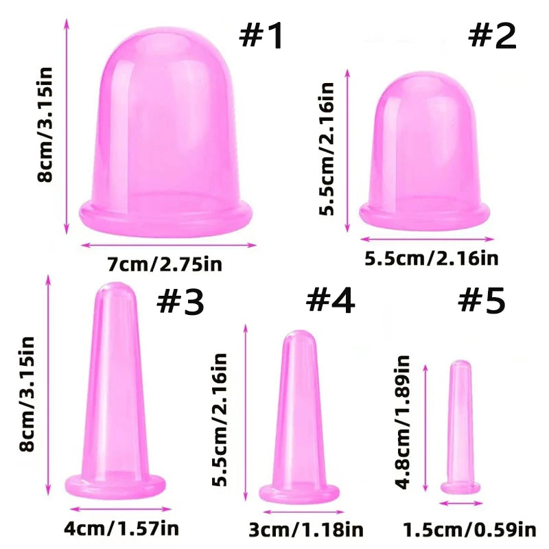 Silicone Vacuum Cupping Massage Jars Anti Cellulite Massage Facial Suction Cups Face Neck Lift Skin Scraping Guasha Anti Wrinkle