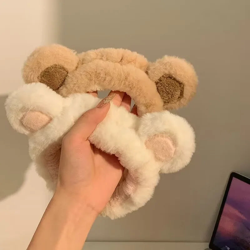 Headwear Plush Face Wash Headband Cute Plush Little Bear Ears Face Washing Headband Headwear Shampoo Headband