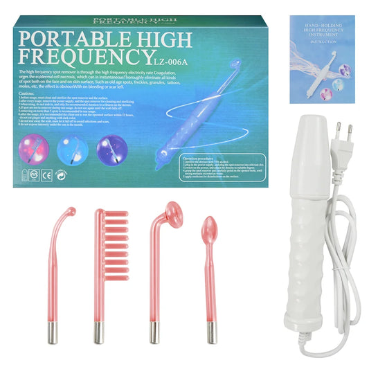 Portable  High Frequency Facial Machine Mushroom Tongue Bend Comb Tube Electrotherapy Physiotherapy Anti-inflammatory Device