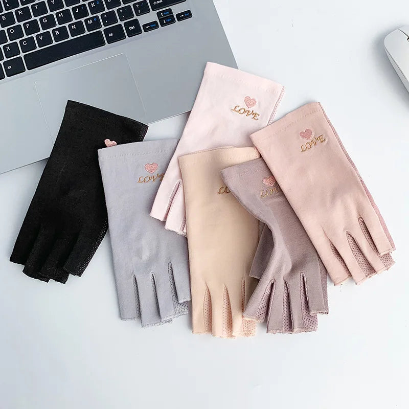 1 Pair UV Protective Gloves Sun Protection Half Finger Gloves Thin Gloves Non-slip Gloves Gel Fingerless Manicure Gloves