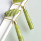 Home Use Single Jade Massage Roller with Wooden Handle and Jade Handle Barbed Xiuyan Jade Facial Massage Roller