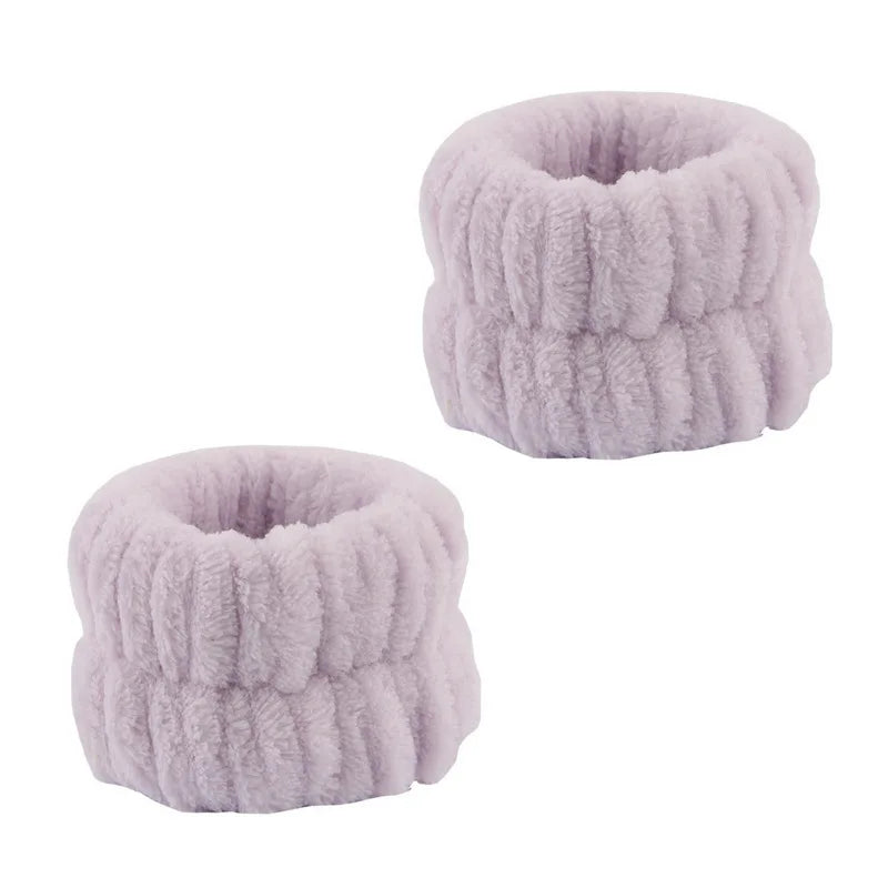 1set Women Wrist Towels For Washing Face Soft Bow Headband Girls Wrist Wash Band Pink Face Wash Wristband Spa skincare Hairbands