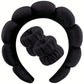 3 Piece Luxury Fiber Spa Headband and Wristband Set - Soft and Comfortable - Face Wash, Makeup Women's Hair Accessories Set
